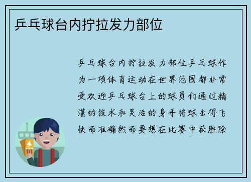 乒乓球台内拧拉发力部位
