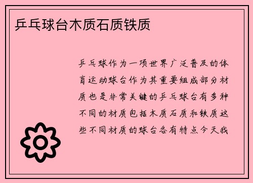 乒乓球台木质石质铁质