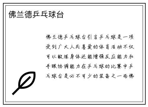 佛兰德乒乓球台