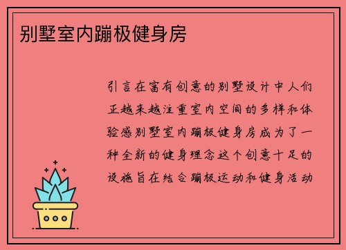 别墅室内蹦极健身房